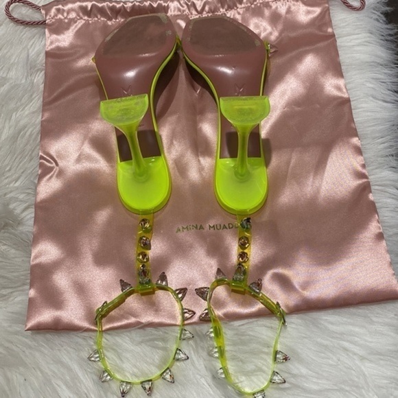 Amina Muaddi Julia Neon Crystal-Spike Clear sandal size 38.5 EU - Picture 15 of 15
